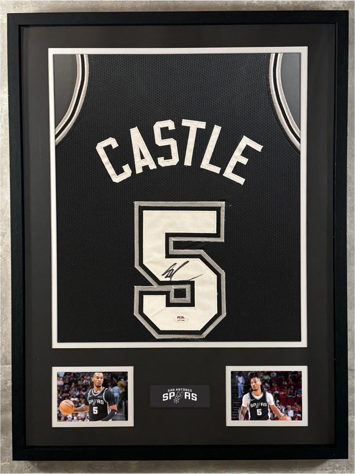 Stephon Castle Signed Jersey Framed W/ PSA COA San Antonio Spurs Black Auto