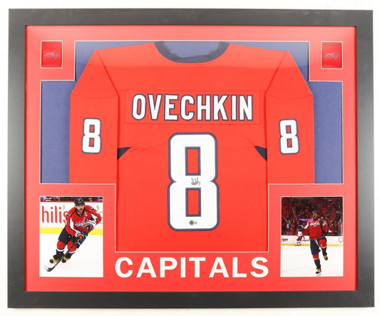 Alexander Ovechkin Signed Custom Framed Jersey Display Beckett COA Capitals BAS
