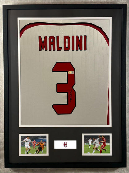 Paolo Maldini Signed Jersey Framed W/ Beckett BAS COA AC Milan White Auto