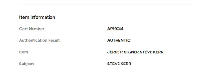 Steve Kerr Signed Jersey Framed W/ PSA COA M&N Chicago Bulls Black Auto Display