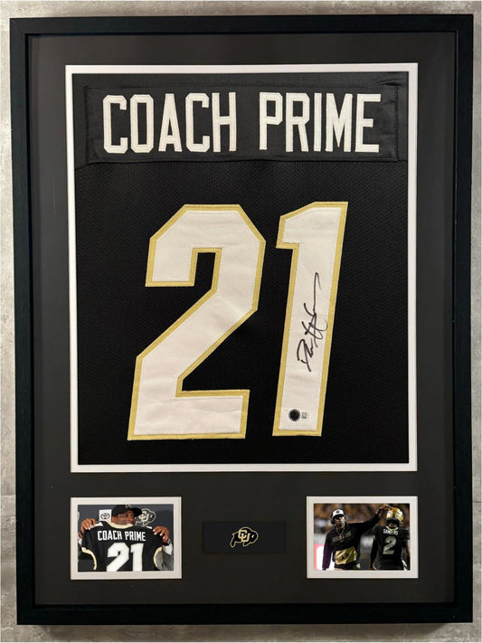 Deion Sanders Signed Jersey Framed W/ Beckett BAS COA Colorado Buffaloes Black