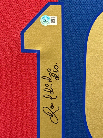 Ronaldinho Gaucho Signed Jersey Framed W/ Beckett BAS COA Barcelona FC Blue Auto
