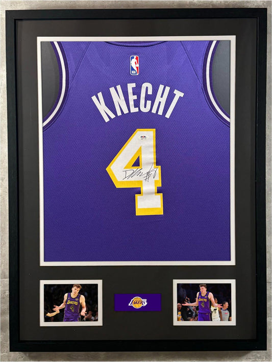 Dalton Knecht Signed Jersey Framed W/ PSA COA Los Angeles Lakers Purple Auto