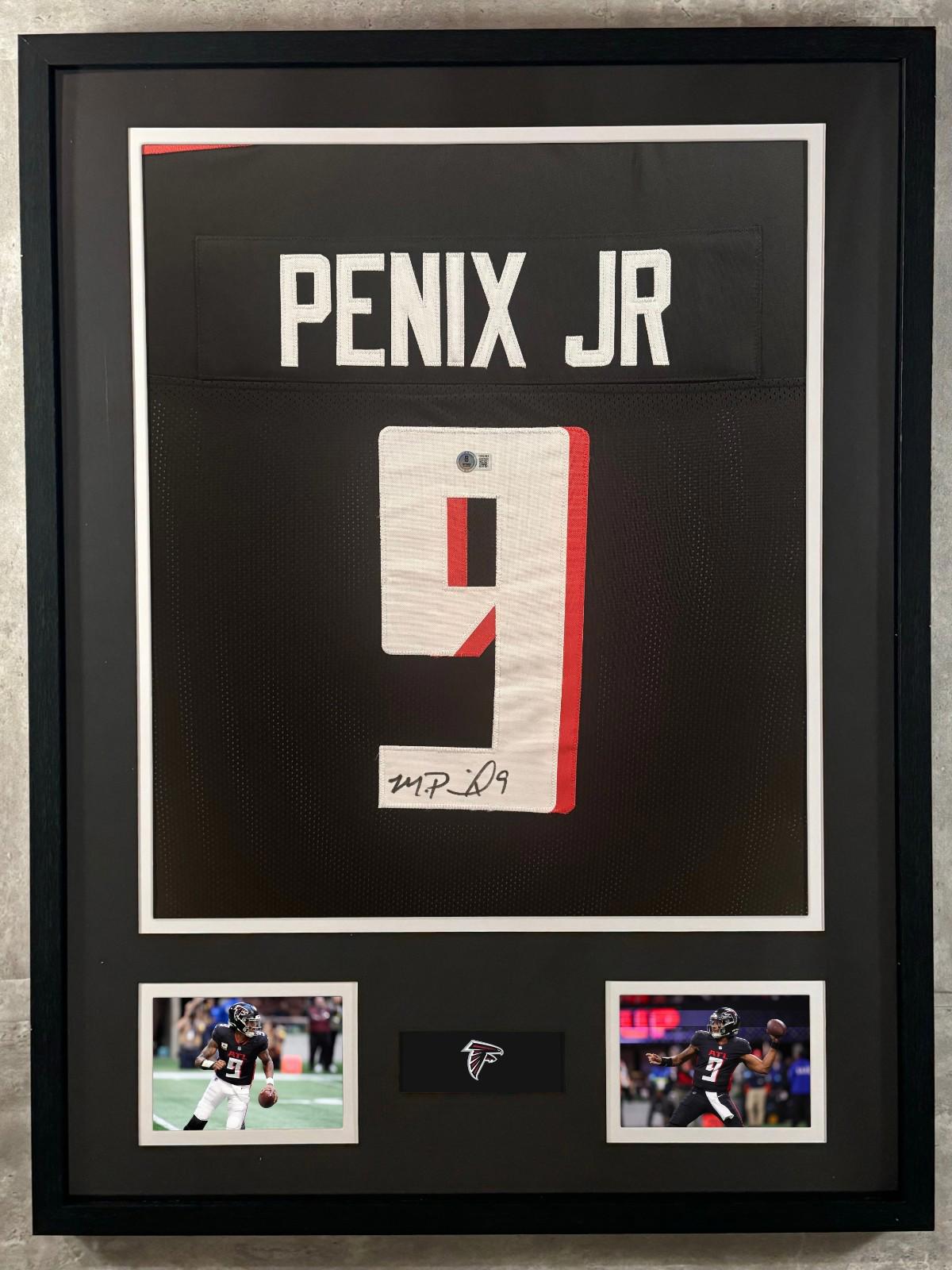 Michael Penix Jr. Signed Jersey Framed W/ Beckett BAS COA Atlanta Falcons Black