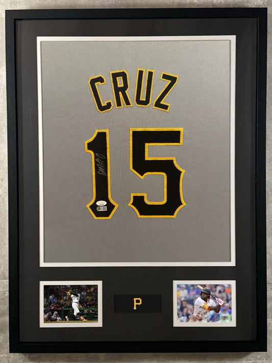 Oniel Cruz Signed Jersey Framed W/ JSA COA Pittsburgh Pirates White Auto Display
