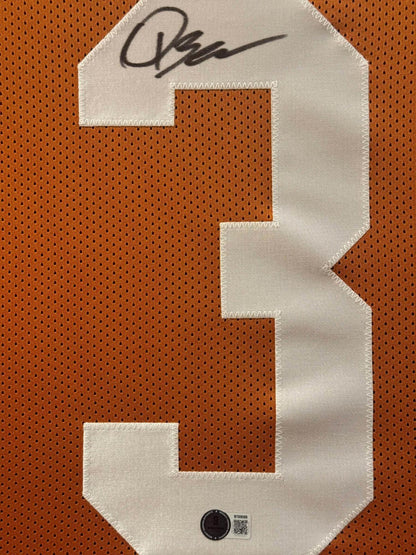 Quinn Ewers Signed Jersey Framed W/ Beckett BAS COA Texans Longhorns Brown Auto