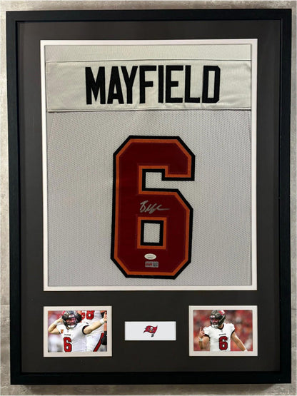 Baker Mayfield Signed Jersey Framed W/ JSA COA Tampa Bay Buccaneers White Auto