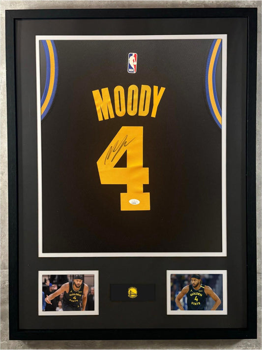 Moses Moody Signed Nike Jersey Framed W/ JSA COA Golden State Warriors Black