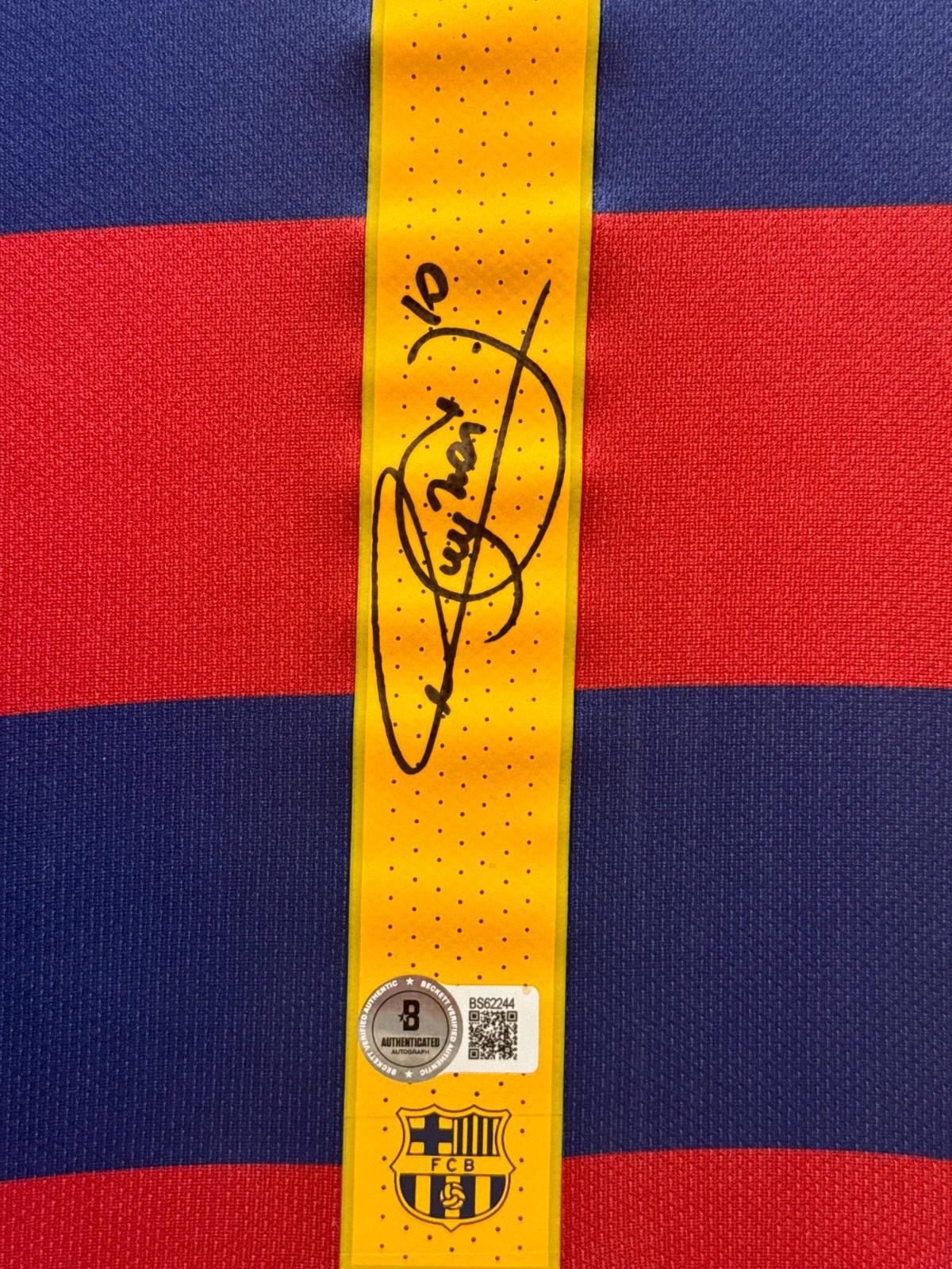 Neymar Jr Signed Jersey Framed W/ Beckett BAS COA FC Barcelona Blue Auto Display