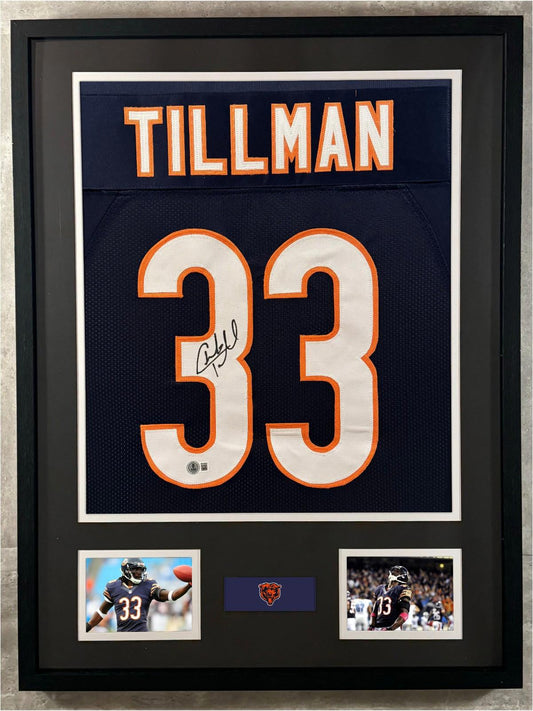 Charles Tillman Signed Jersey Framed W/ Beckett BAS COA Chicago Bears Navy Auto