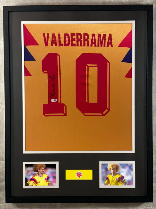 Carlos Valderrama Signed Jersey Framed W/ JSA COA Colombia National Football