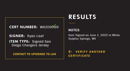 Ryan Leaf Signed Jersey Framed W/ JSA COA Los Angeles Chargers Blue Auto Display