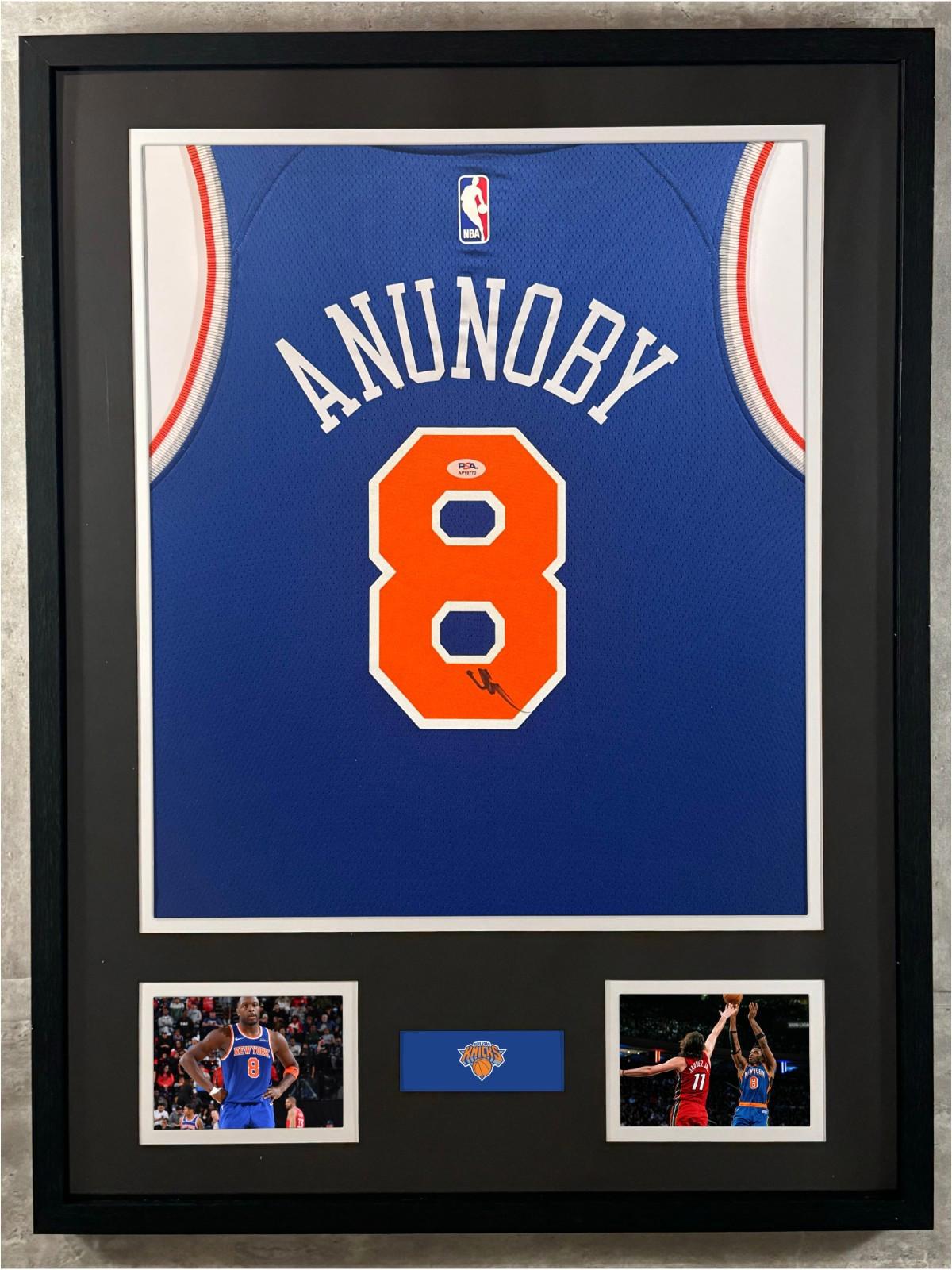OG Anunoby Signed Jersey Framed W/ PSA COA New York Knicks blue Auto Display